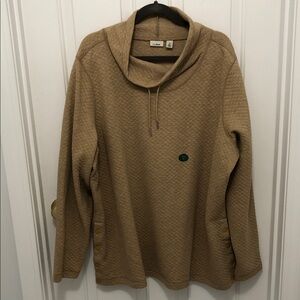 NWT L.L. Bean Quilted Cowl Neck Pullover in Tan